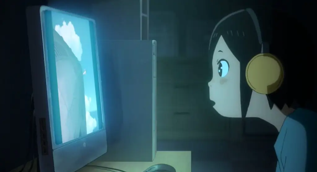 Menikmati Anime dengan Subtitle Akurat Penggemar anime sedang menonton anime dengan bahagia